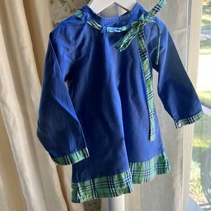 The Oaks Apparel Blue & Green plaid shift dress, size 3